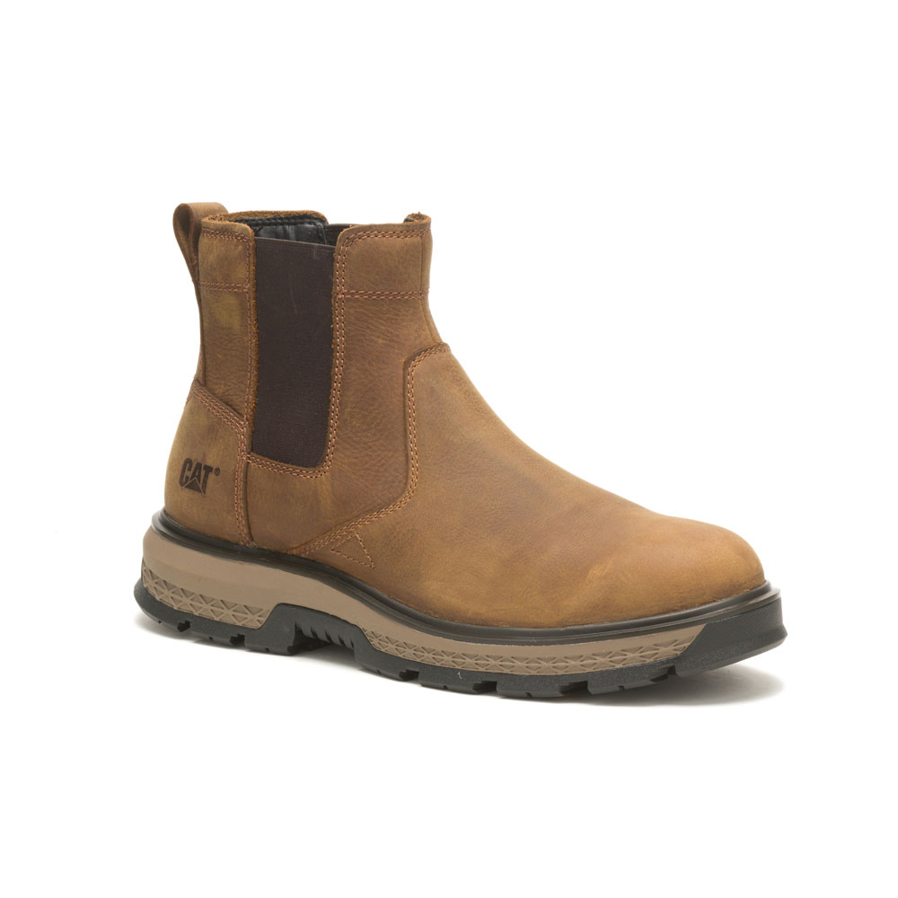 Caterpillar Exposition Chelsea / Astm/Soft Toe - Mens Safety Boots - Brown - NZ (538HZXURO)